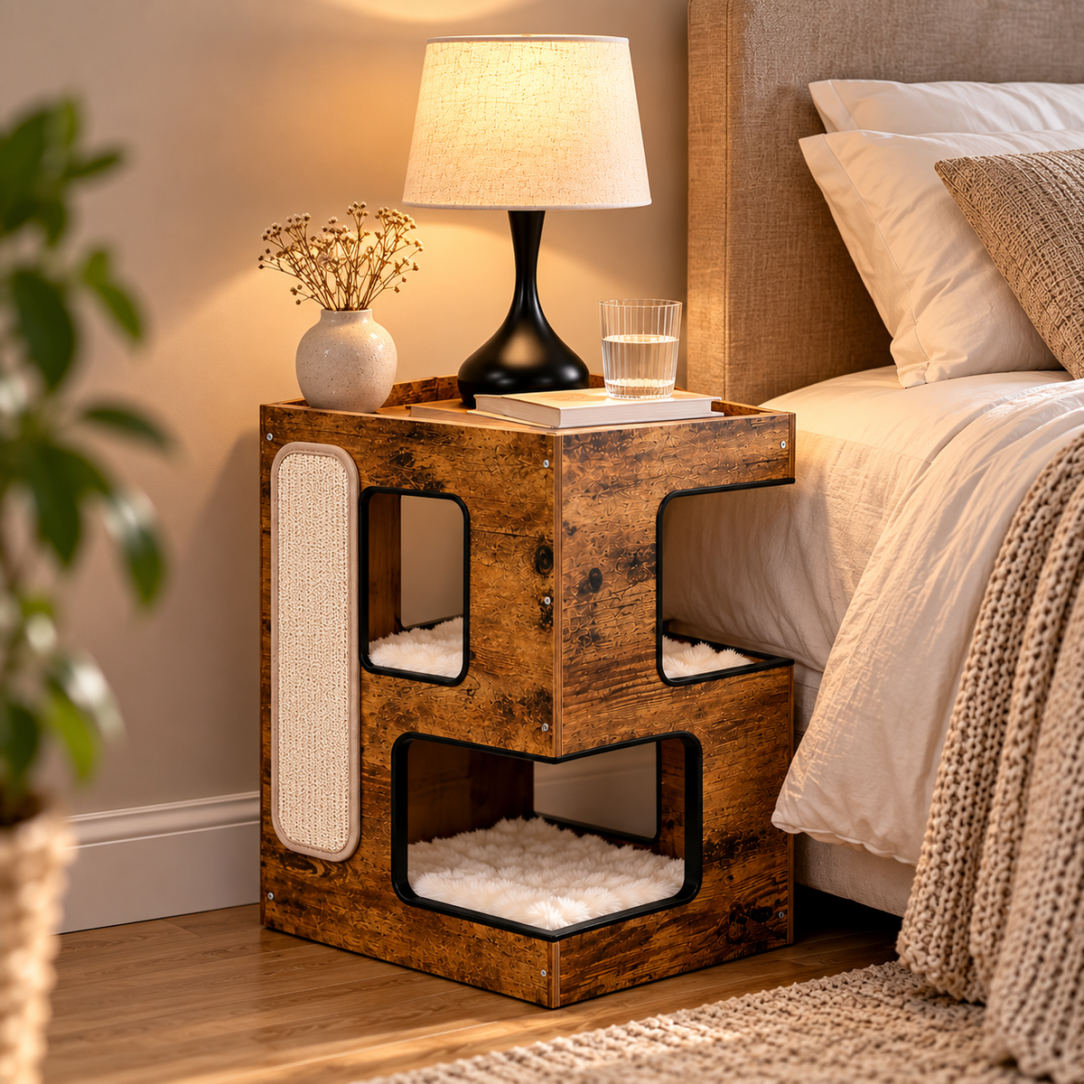 Le Chevet – Arbre à chat design en bois avec niche douillette