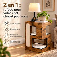 Le Chevet – Arbre à chat design en bois avec niche douillette