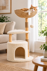 La Corbeille – L'arbre à chat tressé comme un nid douillet