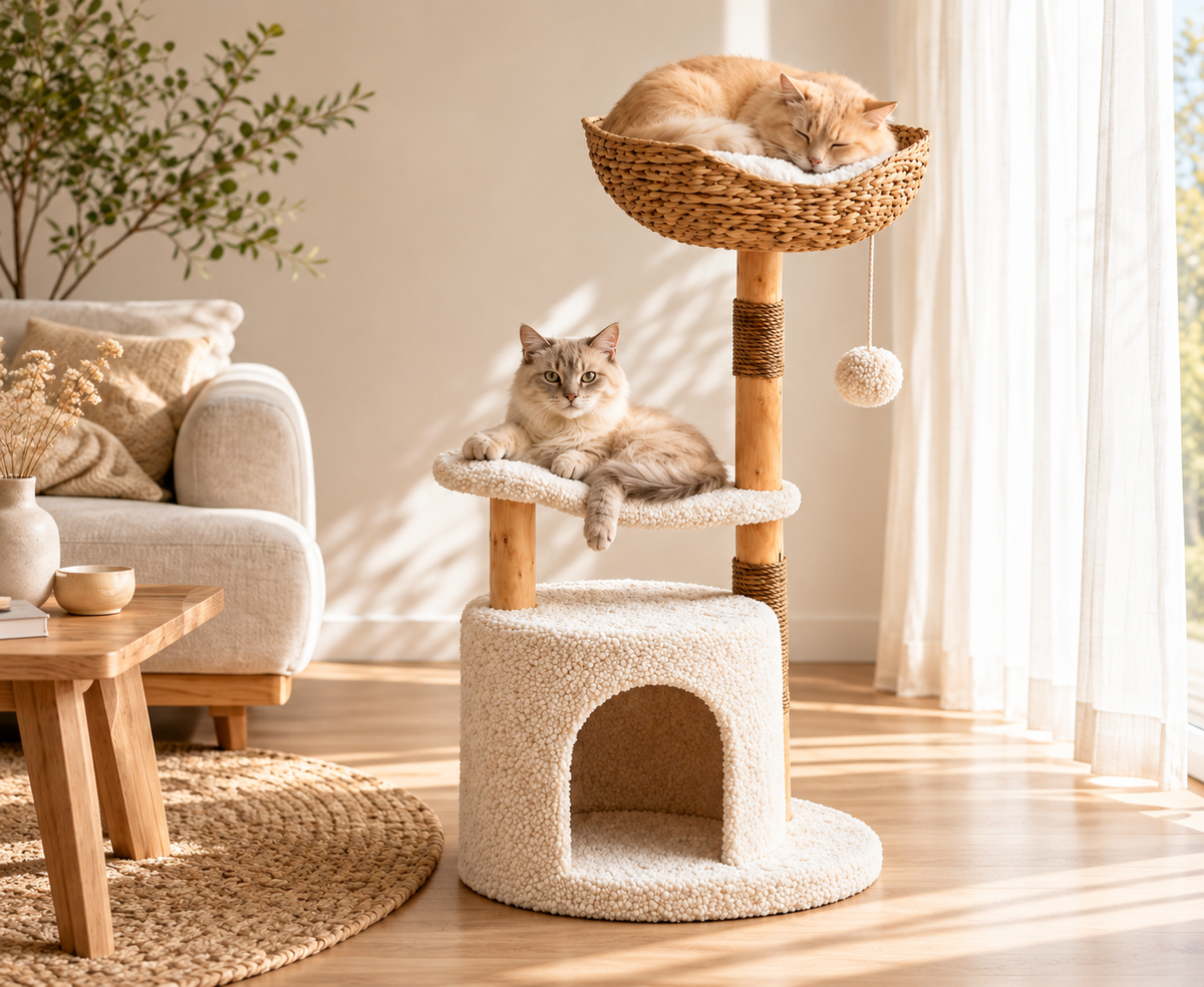 La Corbeille – L'arbre à chat tressé comme un nid douillet
