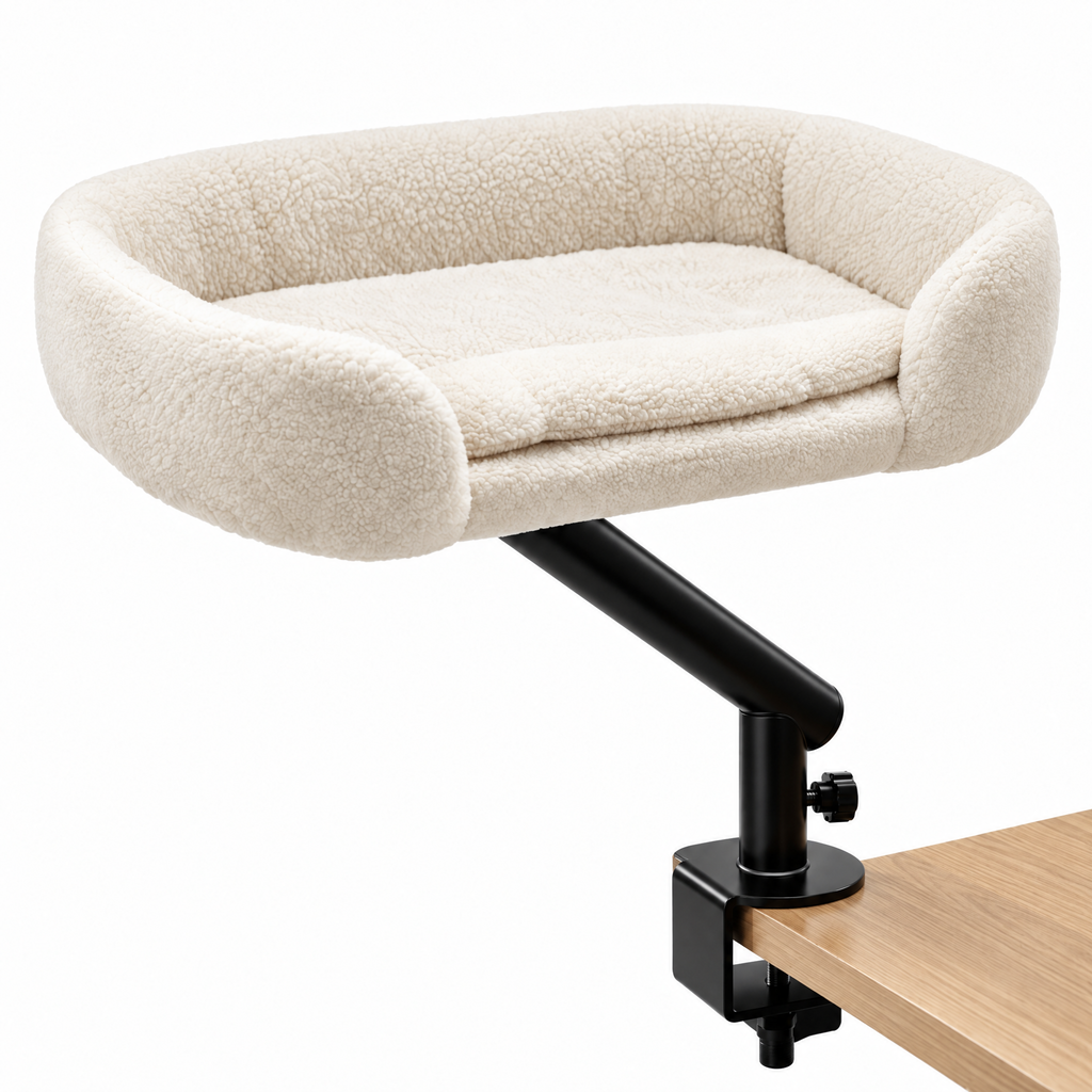 Le Compagnon – Lit pour chat fixé au bureau, rotatif à 360°