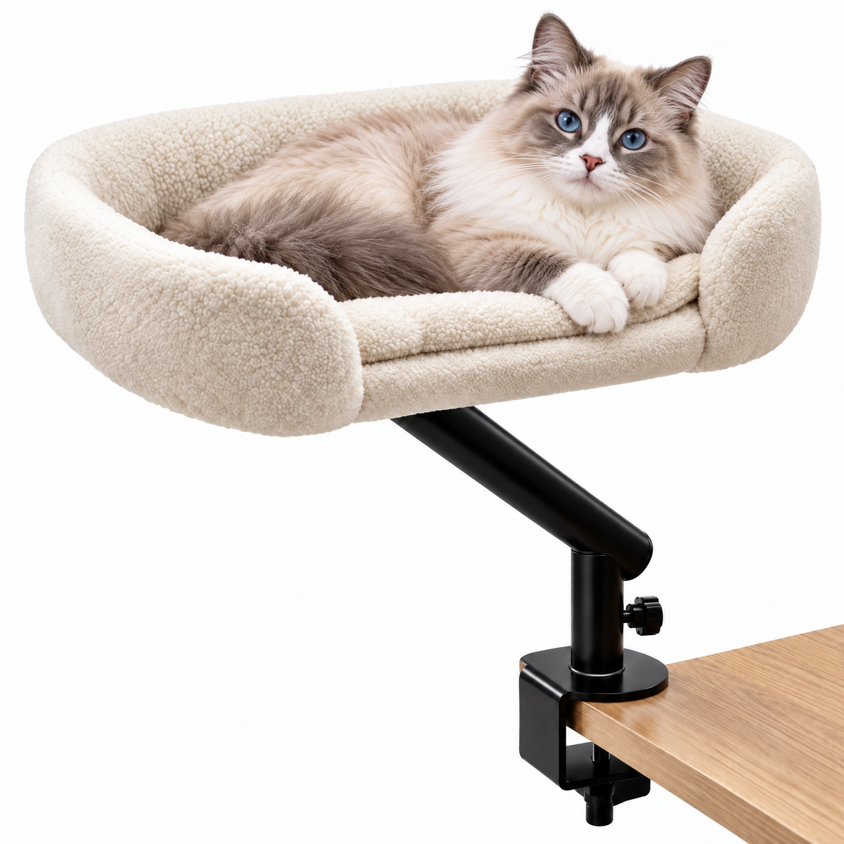 Le Compagnon – Lit pour chat fixé au bureau, rotatif à 360°